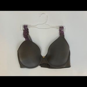 NEW Natori Gray/Purple Underwire Lace Trim Bra 34D